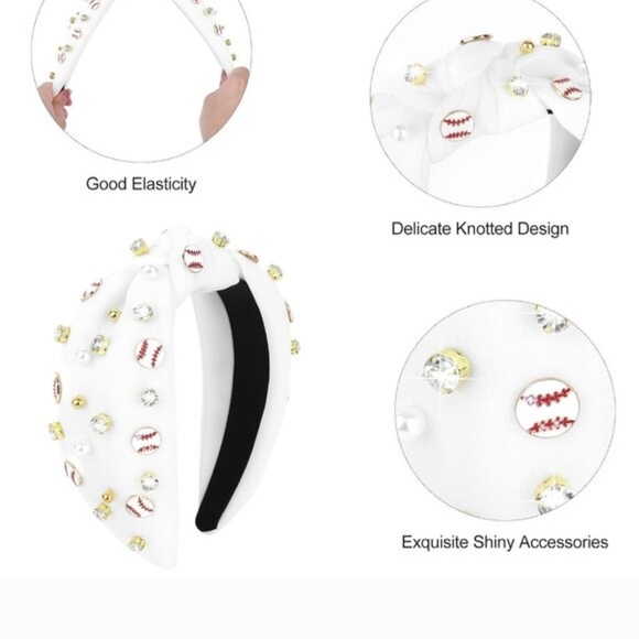 Baseball Embellished Headband White - Picture 4 of 5